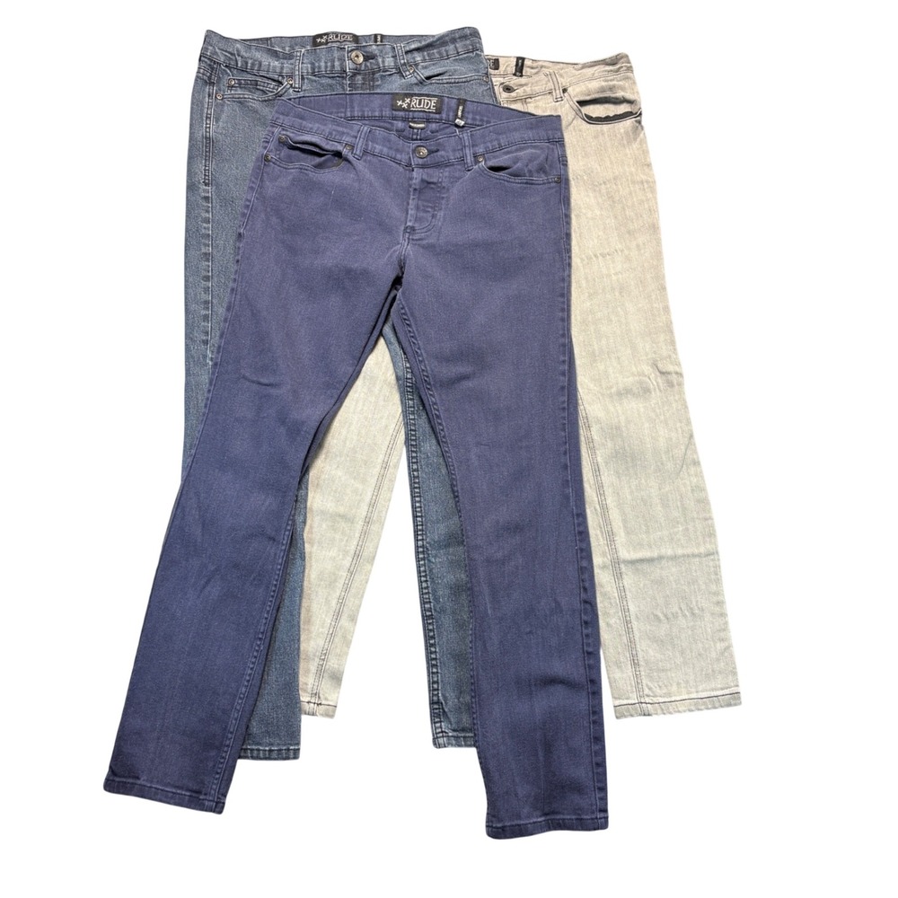 Rude Super Skinny Jeans Mens 34x32 Lot of 3 Denim 5-Pocket Modern Fit